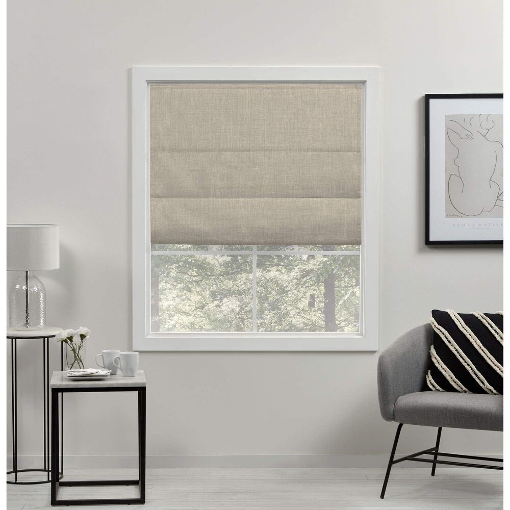 31"x64" Acadia 100% Blackout Polyester Roman Shade Window Treatment, Natural
